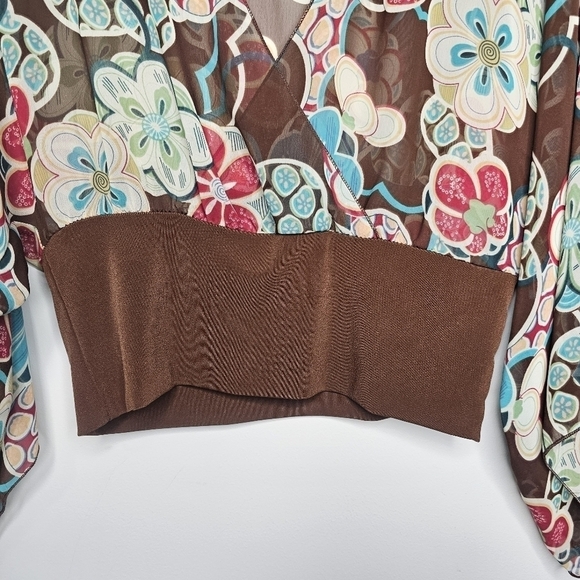 Women's Forever Floral Print Bell sleeve V-Neck Blouse, Lrg, Bohemian/Boho Chic - Picture 10 of 13